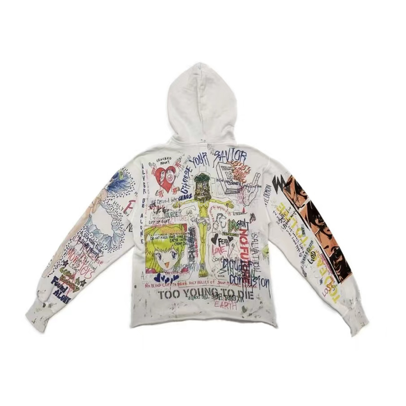 Saint Michael Graff Pullover Hoodie Murakami Takashi Graffiti Loose Hooded Sweatshirt Ins S Xl (4) - newkick.vip